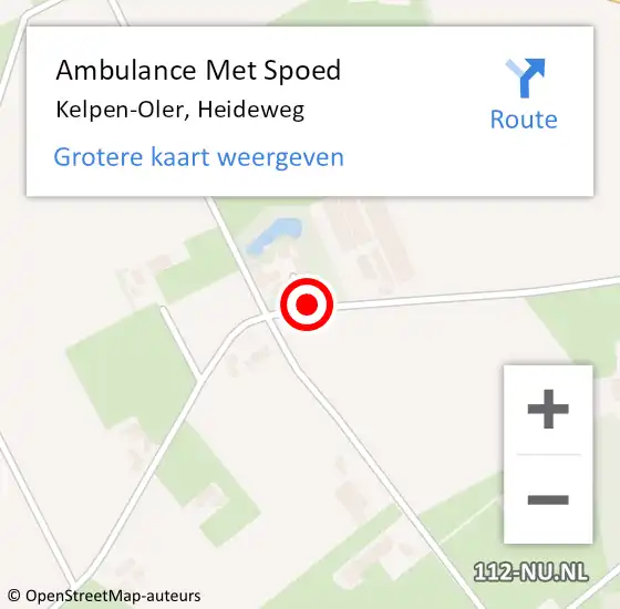 Locatie op kaart van de 112 melding: Ambulance Met Spoed Naar Kelpen-Oler, Heideweg op 30 maart 2020 13:15