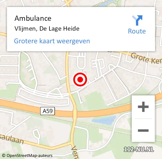 Locatie op kaart van de 112 melding: Ambulance Vlijmen, De Lage Heide op 30 maart 2020 13:26