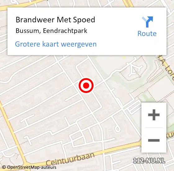 Locatie op kaart van de 112 melding: Brandweer Met Spoed Naar Bussum, Eendrachtpark op 30 maart 2020 13:30