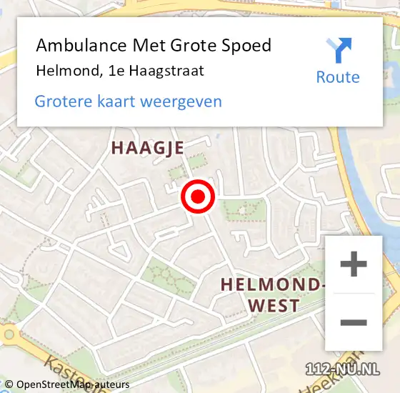 Locatie op kaart van de 112 melding: Ambulance Met Grote Spoed Naar Helmond, 1e Haagstraat op 30 maart 2020 13:38