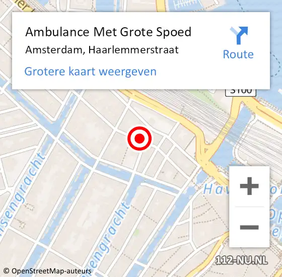 Locatie op kaart van de 112 melding: Ambulance Met Grote Spoed Naar Amsterdam, Haarlemmerstraat op 30 maart 2020 13:56