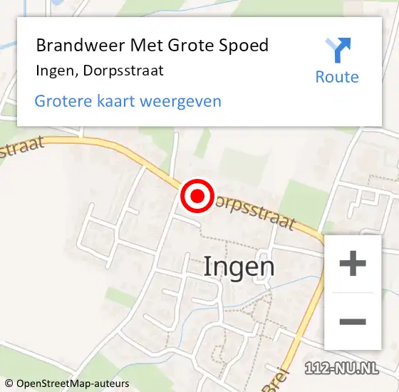 Locatie op kaart van de 112 melding: Brandweer Met Grote Spoed Naar Ingen, Dorpsstraat op 30 maart 2020 14:00