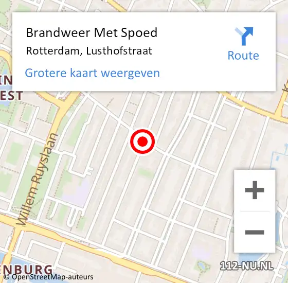 Locatie op kaart van de 112 melding: Brandweer Met Spoed Naar Rotterdam, Lusthofstraat op 30 maart 2020 14:31