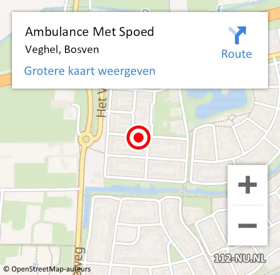 Locatie op kaart van de 112 melding: Ambulance Met Spoed Naar Veghel, Bosven op 30 maart 2020 14:59
