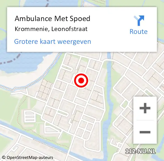 Locatie op kaart van de 112 melding: Ambulance Met Spoed Naar Krommenie, Leonofstraat op 30 maart 2020 15:00