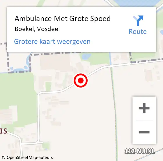 Locatie op kaart van de 112 melding: Ambulance Met Grote Spoed Naar Boekel, Vosdeel op 30 maart 2020 15:25