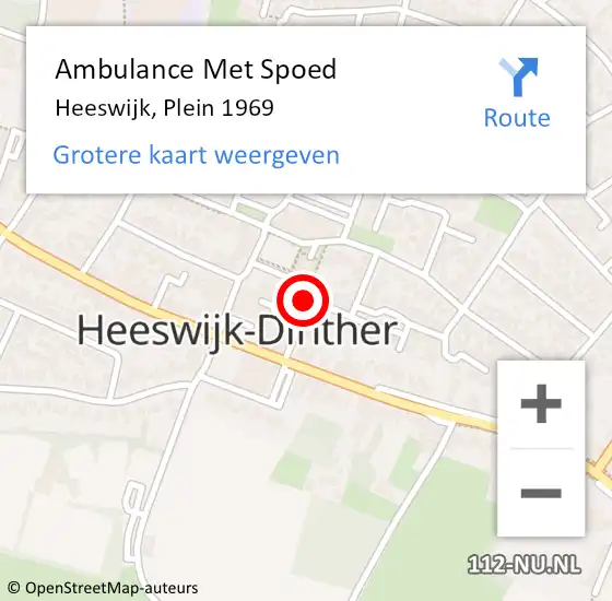 Locatie op kaart van de 112 melding: Ambulance Met Spoed Naar Heeswijk, Plein 1969 op 30 maart 2020 15:59