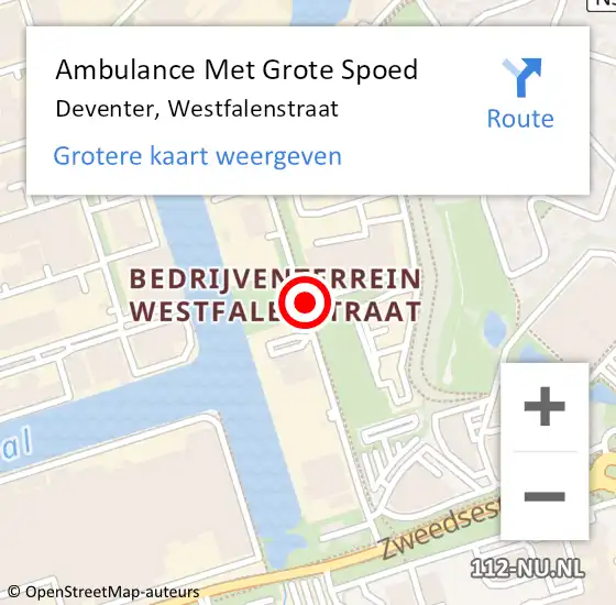 Locatie op kaart van de 112 melding: Ambulance Met Grote Spoed Naar Deventer, Westfalenstraat op 30 maart 2020 16:18