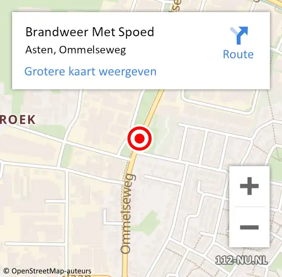 Locatie op kaart van de 112 melding: Brandweer Met Spoed Naar Asten, Ommelseweg op 30 maart 2020 16:41