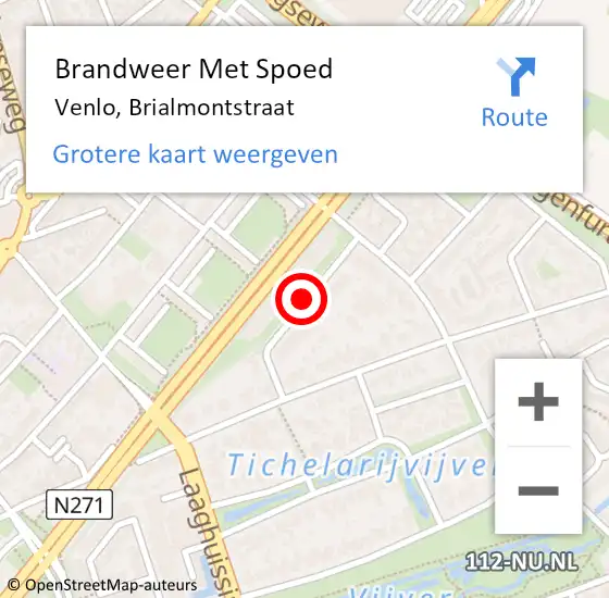 Locatie op kaart van de 112 melding: Brandweer Met Spoed Naar Venlo, Brialmontstraat op 30 maart 2020 18:13