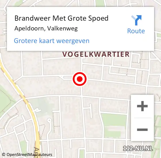 Locatie op kaart van de 112 melding: Brandweer Met Grote Spoed Naar Apeldoorn, Valkenweg op 30 maart 2020 18:36