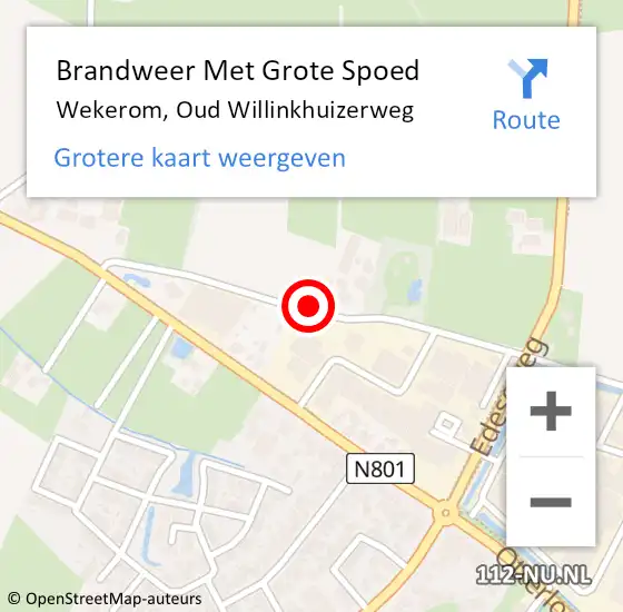 Locatie op kaart van de 112 melding: Brandweer Met Grote Spoed Naar Wekerom, Oud Willinkhuizerweg op 30 maart 2020 19:04
