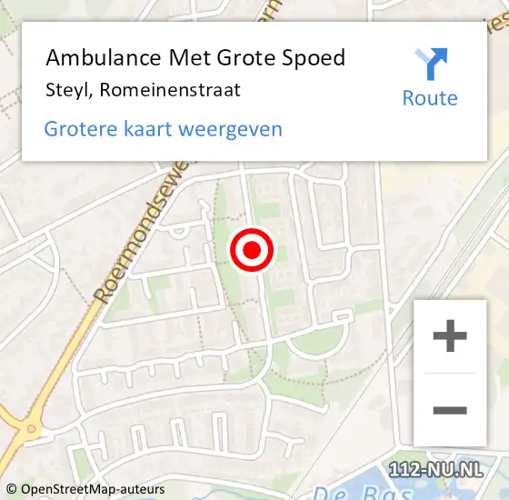 Locatie op kaart van de 112 melding: Ambulance Met Grote Spoed Naar Steyl, Romeinenstraat op 30 maart 2020 19:23