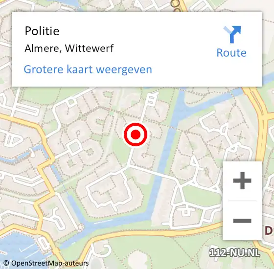 Locatie op kaart van de 112 melding: Politie Almere, Wittewerf op 30 maart 2020 22:44