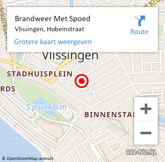 Locatie op kaart van de 112 melding: Brandweer Met Spoed Naar Vlissingen, Hobeinstraat op 30 maart 2020 23:13