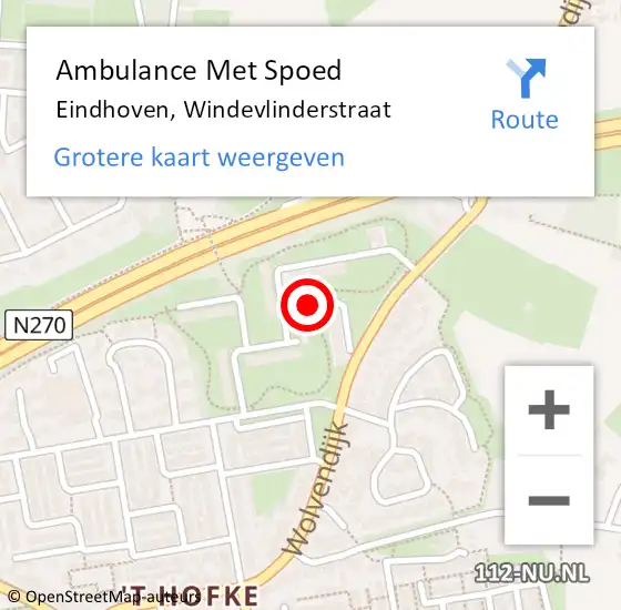 Locatie op kaart van de 112 melding: Ambulance Met Spoed Naar Eindhoven, Windevlinderstraat op 31 maart 2020 00:36