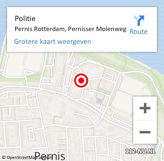 Locatie op kaart van de 112 melding: Politie Pernis Rotterdam, Pernisser Molenweg op 31 maart 2020 05:53