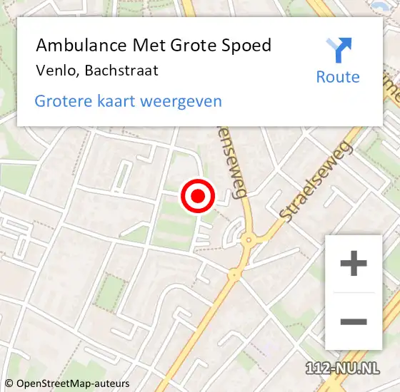 Locatie op kaart van de 112 melding: Ambulance Met Grote Spoed Naar Venlo, Bachstraat op 31 maart 2020 07:46