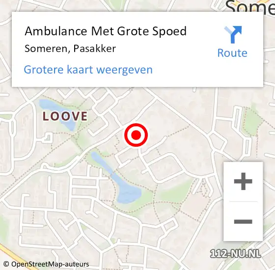 Locatie op kaart van de 112 melding: Ambulance Met Grote Spoed Naar Someren, Pasakker op 31 maart 2020 09:30