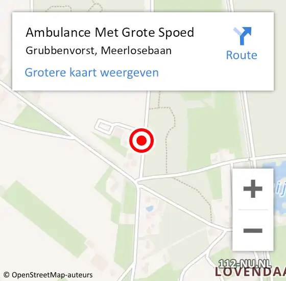 Locatie op kaart van de 112 melding: Ambulance Met Grote Spoed Naar Grubbenvorst, Meerlosebaan op 2 mei 2014 17:49