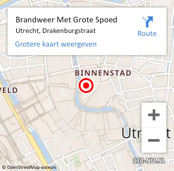 Locatie op kaart van de 112 melding: Brandweer Met Grote Spoed Naar Utrecht, Drakenburgstraat op 31 maart 2020 10:44