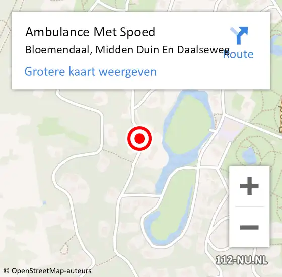 Locatie op kaart van de 112 melding: Ambulance Met Spoed Naar Bloemendaal, Midden Duin En Daalseweg op 31 maart 2020 10:46