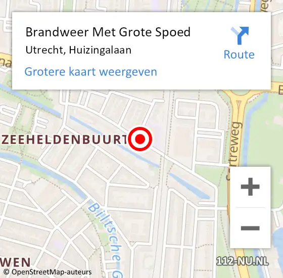 Locatie op kaart van de 112 melding: Brandweer Met Grote Spoed Naar Utrecht, Huizingalaan op 31 maart 2020 10:54