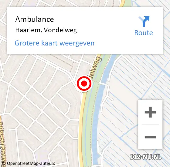 Locatie op kaart van de 112 melding: Ambulance Haarlem, Vondelweg op 31 maart 2020 11:47