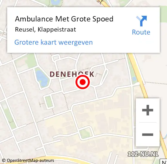 Locatie op kaart van de 112 melding: Ambulance Met Grote Spoed Naar Reusel, Klappeistraat op 31 maart 2020 12:12