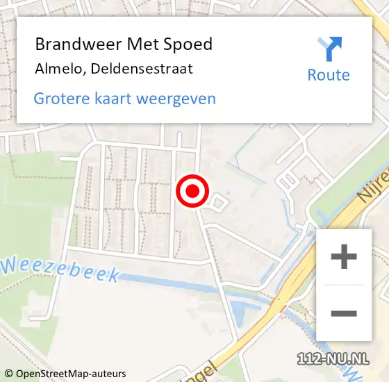 Locatie op kaart van de 112 melding: Brandweer Met Spoed Naar Almelo, Deldensestraat op 31 maart 2020 13:13