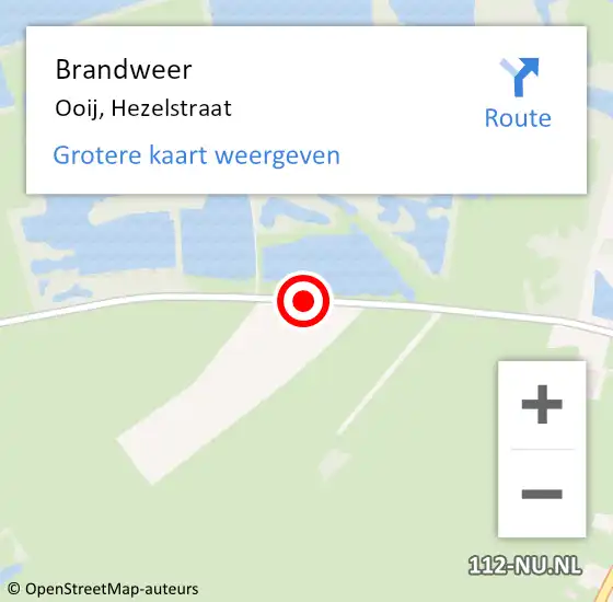 Locatie op kaart van de 112 melding: Brandweer Ooij, Hezelstraat op 31 maart 2020 13:59