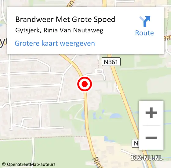 Locatie op kaart van de 112 melding: Brandweer Met Grote Spoed Naar Gytsjerk, Rinia Van Nautaweg op 31 maart 2020 14:07
