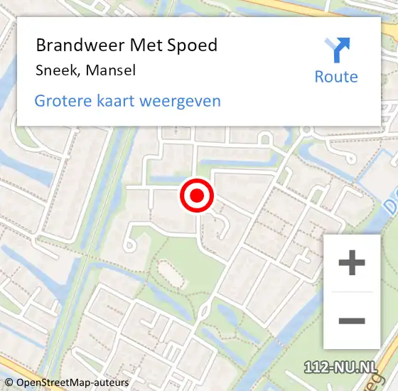 Locatie op kaart van de 112 melding: Brandweer Met Spoed Naar Sneek, Mansel op 31 maart 2020 14:51