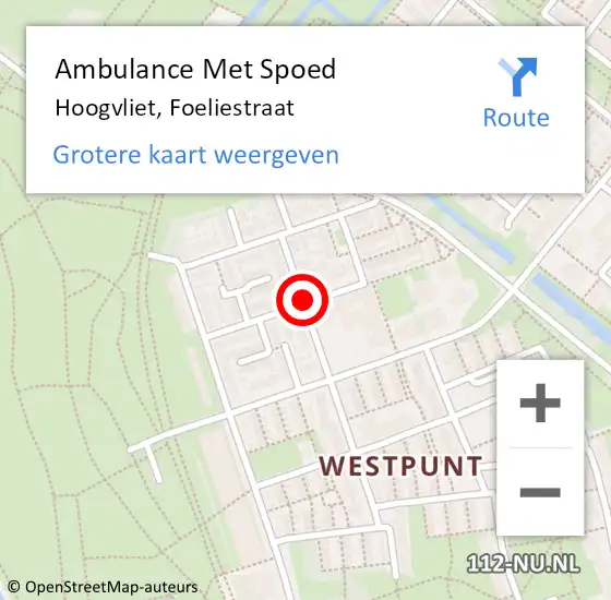 Locatie op kaart van de 112 melding: Ambulance Met Spoed Naar Hoogvliet, Foeliestraat op 31 maart 2020 15:19