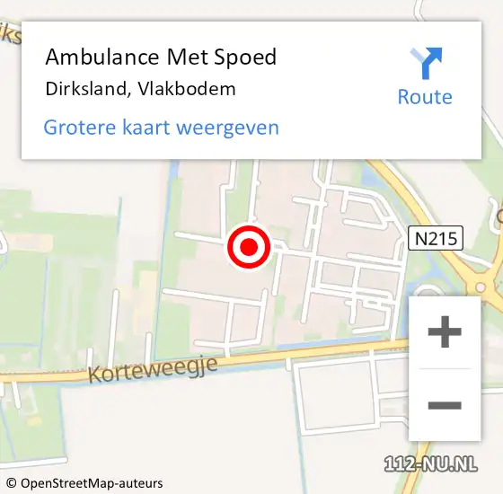 Locatie op kaart van de 112 melding: Ambulance Met Spoed Naar Dirksland, Vlakbodem op 31 maart 2020 15:21