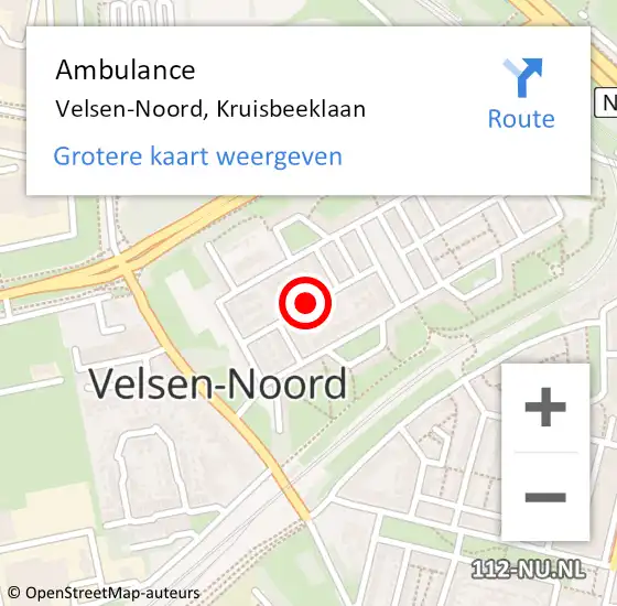 Locatie op kaart van de 112 melding: Ambulance Velsen-Noord, Kruisbeeklaan op 31 maart 2020 15:49