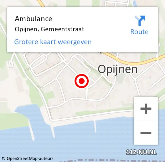 Locatie op kaart van de 112 melding: Ambulance Opijnen, Gemeentstraat op 31 maart 2020 16:31