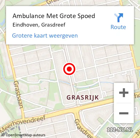 Locatie op kaart van de 112 melding: Ambulance Met Grote Spoed Naar Eindhoven, Grasdreef op 31 maart 2020 17:06