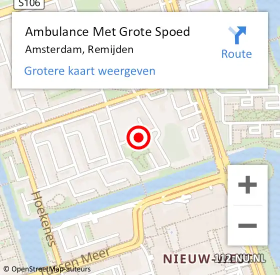 Locatie op kaart van de 112 melding: Ambulance Met Grote Spoed Naar Amsterdam, Remijden op 31 maart 2020 18:50