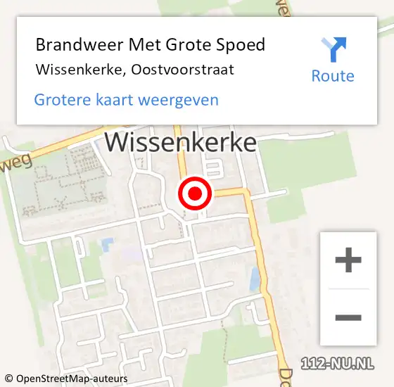Locatie op kaart van de 112 melding: Brandweer Met Grote Spoed Naar Wissenkerke, Oostvoorstraat op 2 mei 2014 18:49