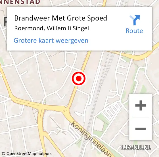 Locatie op kaart van de 112 melding: Brandweer Met Grote Spoed Naar Roermond, Willem Ii Singel op 31 maart 2020 21:12