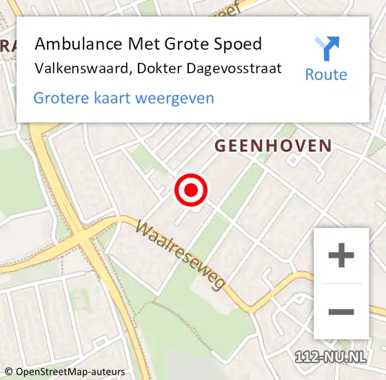 Locatie op kaart van de 112 melding: Ambulance Met Grote Spoed Naar Valkenswaard, Dokter Dagevosstraat op 1 april 2020 00:07