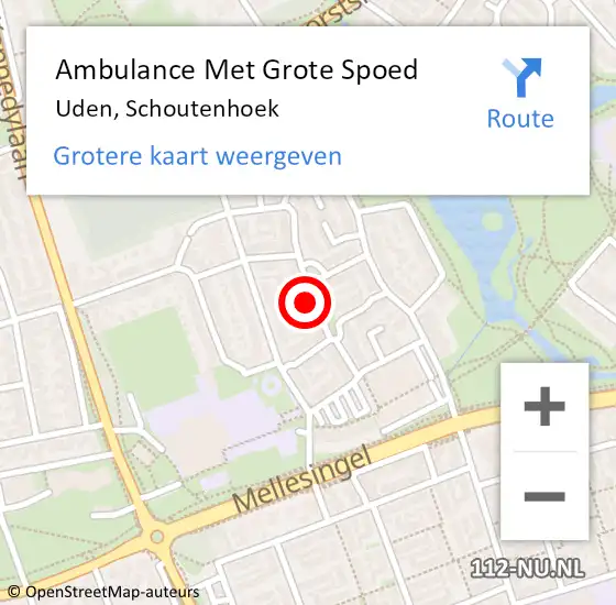 Locatie op kaart van de 112 melding: Ambulance Met Grote Spoed Naar Uden, Schoutenhoek op 1 april 2020 00:55