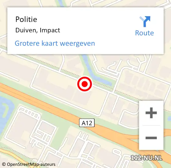 Locatie op kaart van de 112 melding: Politie Duiven, Impact op 1 april 2020 06:36