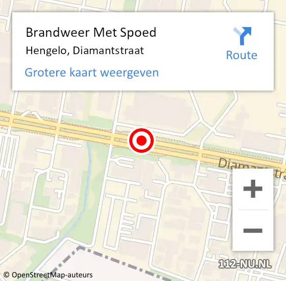 Locatie op kaart van de 112 melding: Brandweer Met Spoed Naar Hengelo Ov, Diamantstraat op 1 april 2020 07:20