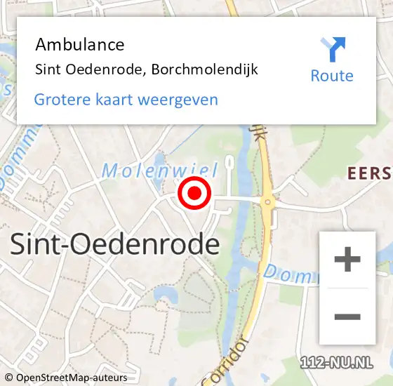 Locatie op kaart van de 112 melding: Ambulance Sint Oedenrode, Borchmolendijk op 1 april 2020 07:48