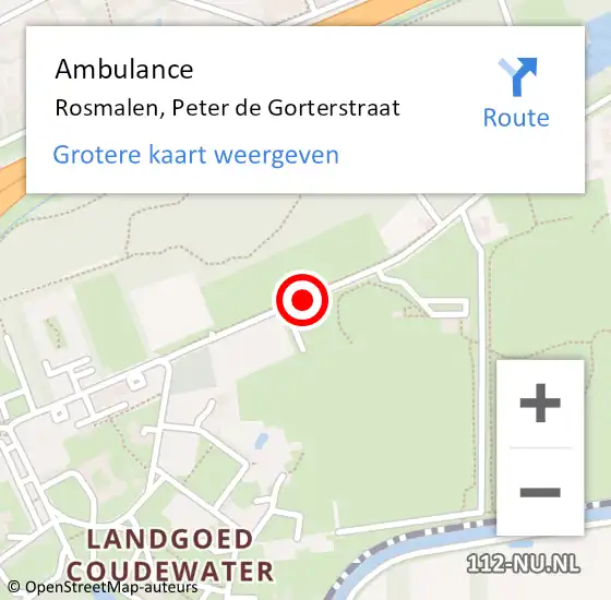 Locatie op kaart van de 112 melding: Ambulance Rosmalen, Peter de Gorterstraat op 1 april 2020 08:02