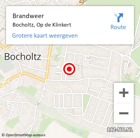 Locatie op kaart van de 112 melding: Brandweer Bocholtz, Op de Klinkert op 2 mei 2014 19:28