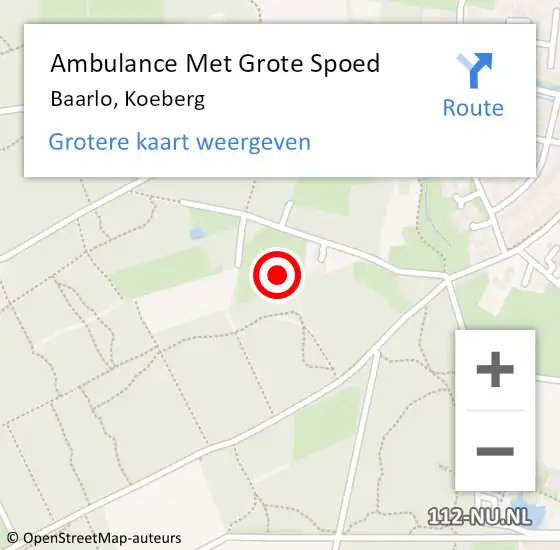 Locatie op kaart van de 112 melding: Ambulance Met Grote Spoed Naar Baarlo, Koeberg op 2 mei 2014 19:31