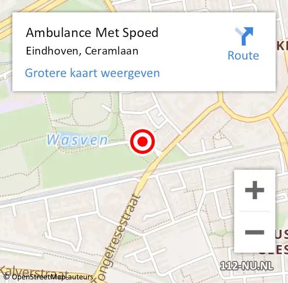 Locatie op kaart van de 112 melding: Ambulance Met Spoed Naar Eindhoven, Ceramlaan op 1 april 2020 10:25